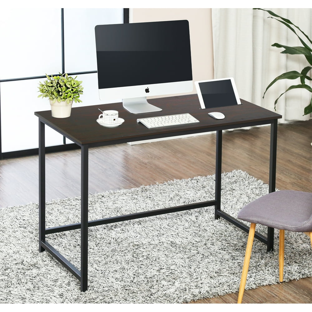 FITUEYES Computer Desk Sturdy Writing Desk with Slot Wood and Metal
