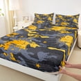 thumbnail image 3 of Homewish Grey Yellow Watercolor Twin Sheet Sets, Chic Splash Camo Twin Fitted Sheet, Teens Kids Boys Girls Flat Sheet, Super Cozy Room Decor, 3pcs, 3 of 7