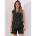 thumbnail image 4 of DARING DIVA Women's Blazer Vest Shorts Casual 2 Pieces Suit Set S Black, 4 of 6