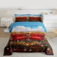 thumbnail image 2 of Feelyou Red Groovy Floral Bedding Comforter Set, Farmhouse Flower Botanical Twin Comforter Sets, Vintage Oil Printing Reversible Bedding Set, Microfiber Bedroom Decor, 2 Pieces, 2 of 8