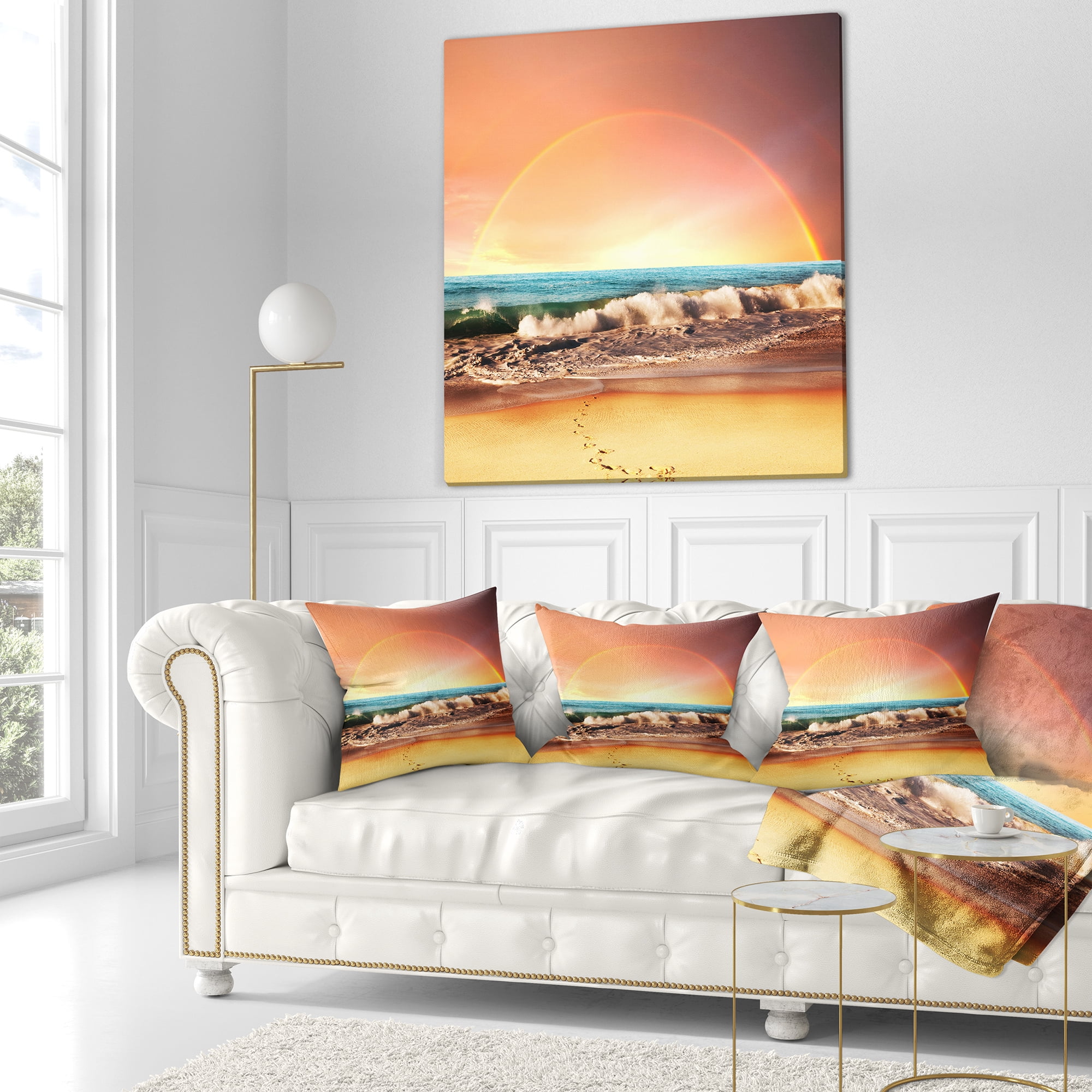 Designart 16" x 16" Yellow Polyester Throw Pillow