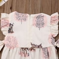 thumbnail image 4 of Faithtur Baby Romper Deer Trees Patterns Ruffle Sleeve Waist Bows Zip Romper, 4 of 8