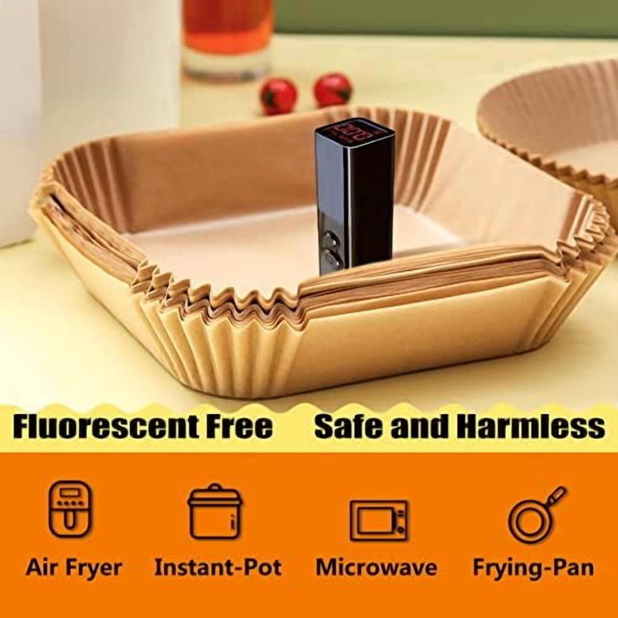 Air Fryer Liners Disposable, Large Airfryer Liners 10 Inch Square, Non-stick Air Fryer Paper Liners Oil Resistant, Waterproof Air Fryer Parchment Paper Liners for Roasting Microwave