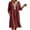 Red, variant on Lnmiateer Women Relaxed Midi Dress Deep V‑Neck 3/4 Rolled Sleeve Crochet Trim With Pockets Beach Vacation Going‑Out Outfit