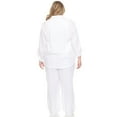 thumbnail image 3 of White Mark Women's Plus Size 2-Piece Oversize Long Sleeve Button Down Cotton Linen Gauze Lounge Beach Set, 3 of 7