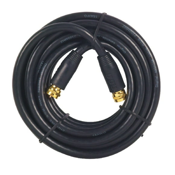 3.6m / 12' RG6 Indoor and Outdoor Coaxial Cable - with Connector, Black
