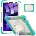 thumbnail image 2 of Case for iPad Air 5th Generation / iPad Air 4th Generation 10.9 inch with Screen Protector, 360 Degree Rotating Kickstand Hand Strap Shockproof Cover with Shoulder Strap, Rainbow Blue, 2 of 7