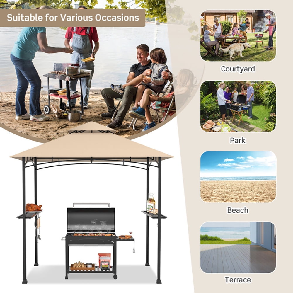 Aimee Lii 8 x 5 Feet 2-Tier BBQ Grill Gazebo Barbecue Canopy, Backyard Canopy Gazebo for Party Wedding Aimee Lii 8 x 5 Feet 2-Tier BBQ Grill Gazebo Barbecue Canopy, Backyard Canopy Gazebo for Party Wedding