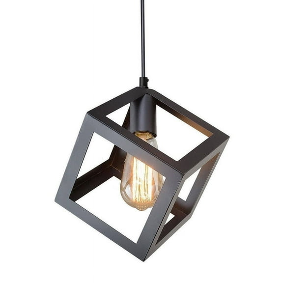 LNC 1-Light Matte Black Geometric LED Mini Pendant for Kitchen Island