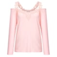 thumbnail image 4 of Pompotops Mode Blouse Décontractée à Manches Longues en Dentelle Col en V pour Femmes en Solde, 4 of 6