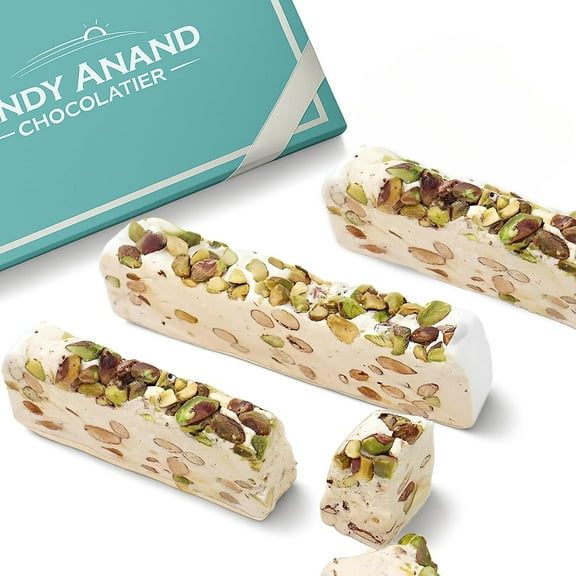 Andy Anand Roasted Pistachio Soft Candy Brittle – Wildflower Honey Nougat Turron, Creamy Almond Nougat, Gluten-Free, 7 oz (2 Pack)