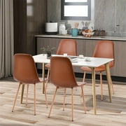 Dining Chairs Set of 4, Mid Century Washable PU Leather Dining Room Chairs, Upholstered Seat Kitchen Room Side Chair with Metal Legs