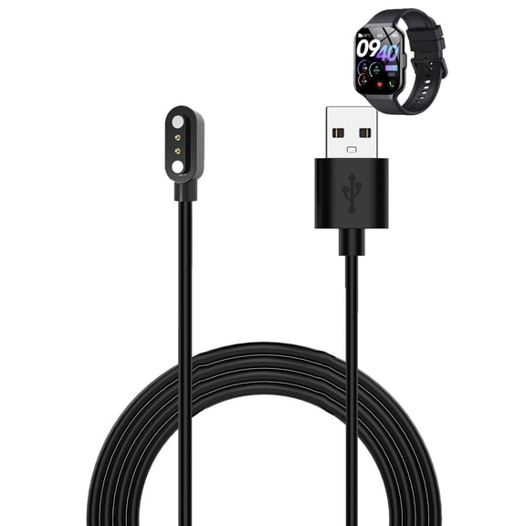 HYRACPO[1 Pack]Magnetic Charger Cable for Tikland P98 1.96-inch Fitness Tracker,Compatible for Tikland Smart watch Charging Replacement Accessory 1M/3.3ft - Black