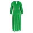 thumbnail image 5 of gakvbuo Plus Size Maxi Dress For Women Women's Fashion Deep V Solid Color Long-sleeved Waist Women's Slit Dress, 5 of 5