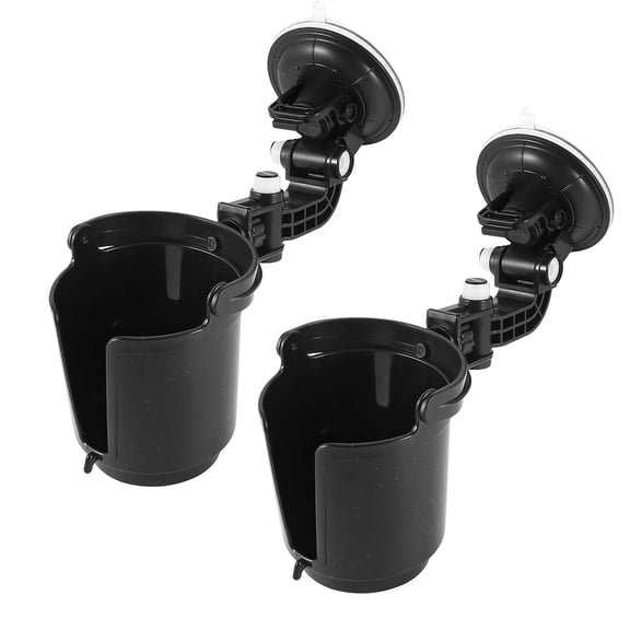 2pcs Universal Auto Car Black Plastic Drink Can Bottle Adjustable Holder with Suction Cup