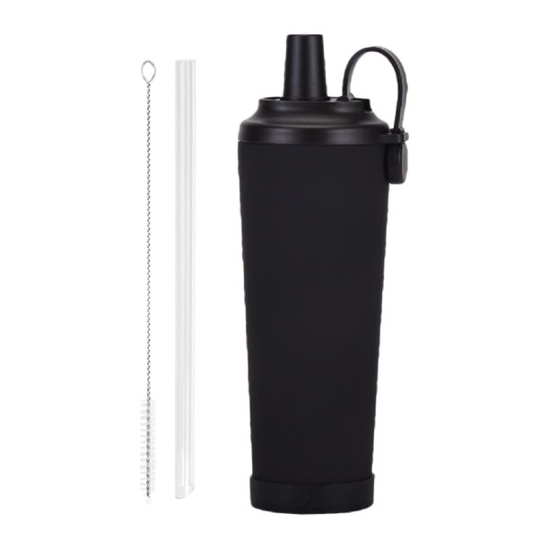 Vaso térmico con revestimiento cerámico, compacta para beber, ideal para deportes, viajes, aniversarios y senderismo. Negro
