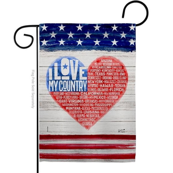 Angeleno Heritage G130378-BO 13 x 18.5 in. Love My Country Americana Star & Stripes Double-Sided Vertical House Decoration Banner Garden Flag - Yard Gift