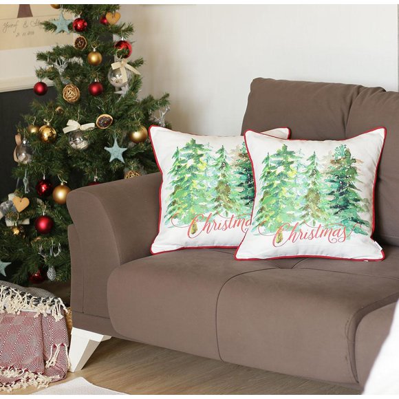 Christmas Trees Throw Pillow Cover 18"x18" (Set of 2)