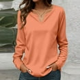 thumbnail image 2 of ZJXFGS V Neck T Shirts for Women Womens Long Sleeve T Shirts Vneck Tshirts Shirts for Women School Outfits for Teachers Orange 3XL, 2 of 6