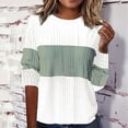 thumbnail image 4 of Blusa de Punto con Cuello Redondo y Mangas Largas para Mujer, Estilo Informal, con Patchwork y Cuello Redondo. M, 4 of 5