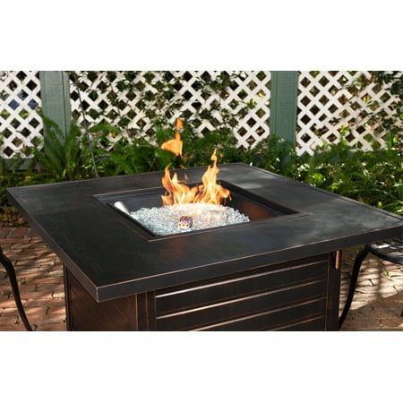 Fire Sense - Langhorne Square Aluminum LPG Fire Pit - Antique Bronze
