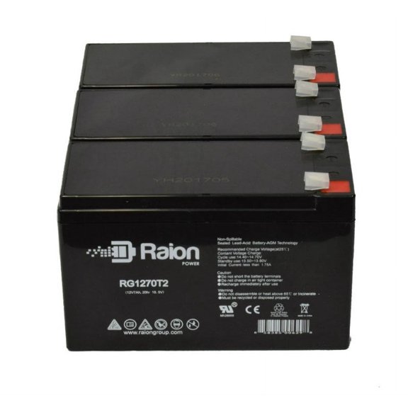 Raion Power 12V 7Ah Replacement Alarm Battery for Altronix SMP5PMP4CB - 3 Pack