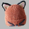thumbnail image 4 of AWZXDE Cute Animal Themed Knit Hat For Toddlers Toddler Hat Cat Ears Design Kids Winter Hat Warm Soft Yarn For Boys And Girls Coffee, 4 of 4