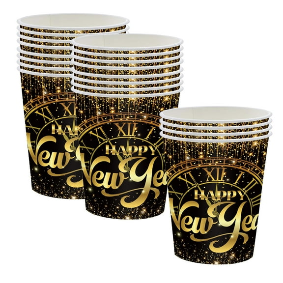 Year Paper Cups, 20-Pack Disposable Party Cups for Holiday Dessert Drinks, Themed Year's Eve Celebration Tableware Supplies(B-20PC)