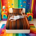 thumbnail image 4 of meiyoeat orange Black Lines Texture Twin Sheets,Gradient Print Bedding,3 Pieces,1 Fitted Sheet and 1 Pillowcase, 4 of 6