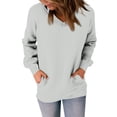 thumbnail image 2 of Kagetolytai Womens Tops Womens Casual V Neck Sweatshirt Loose Soft Long Sleeve Pullover Tops Solid Shirts With Side Pockets Plus Size Tops for Women Light Gray XL, 2 of 7