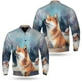 thumbnail image 3 of Hello Winter Shiba Inu Welcome Snowy Night Watercolor Vintage All Over Print 3D Baseball Jacket Shibas Dog Lovers Gifts Idea Bomber Jacket Softball - 01011, 3 of 6