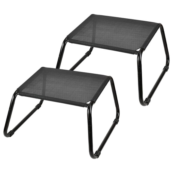 Patio Footstools,Outdoor Ottomans Small Stool,Multipurpose Waterpfoof Side Table for Balcony,Lawn,Porch Set of 2 Black 2 Set-black Large