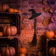 thumbnail image 4 of Gothic Witch Broomstick & Black Hat Metal Wall Decor - 2D Indoor Iron Witch Accessory, 3 Size Options, for Witches & Fantasy Lovers, 4 of 7