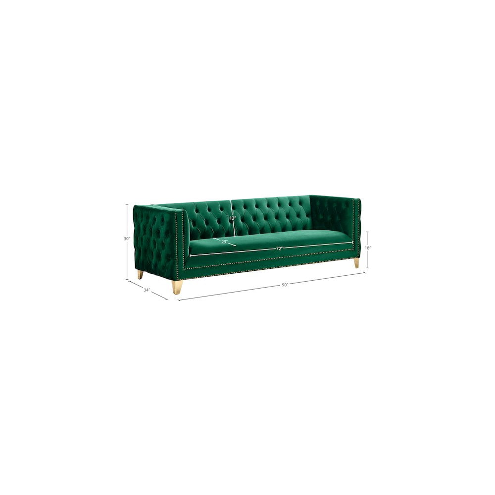 Meridian Furniture Michelle Green Velvet Sofa