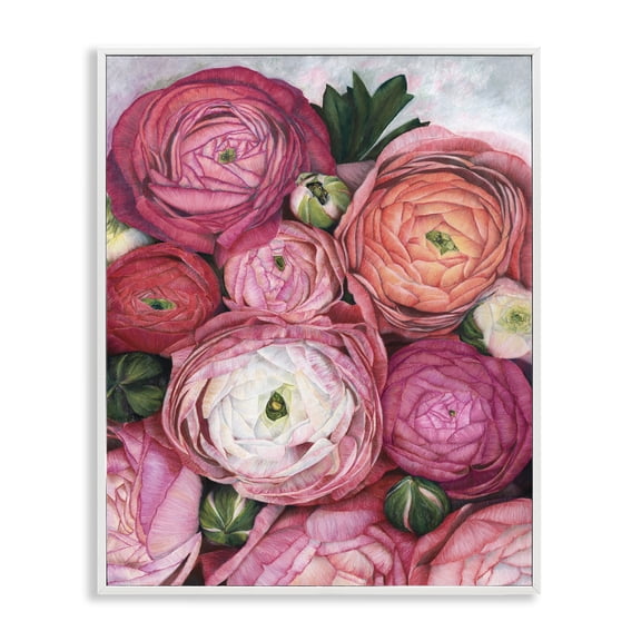 Stupell Industries Modern Romantic Red Peonies Budding White Framed Giclee Art, 11 x 14, by BlursByAI