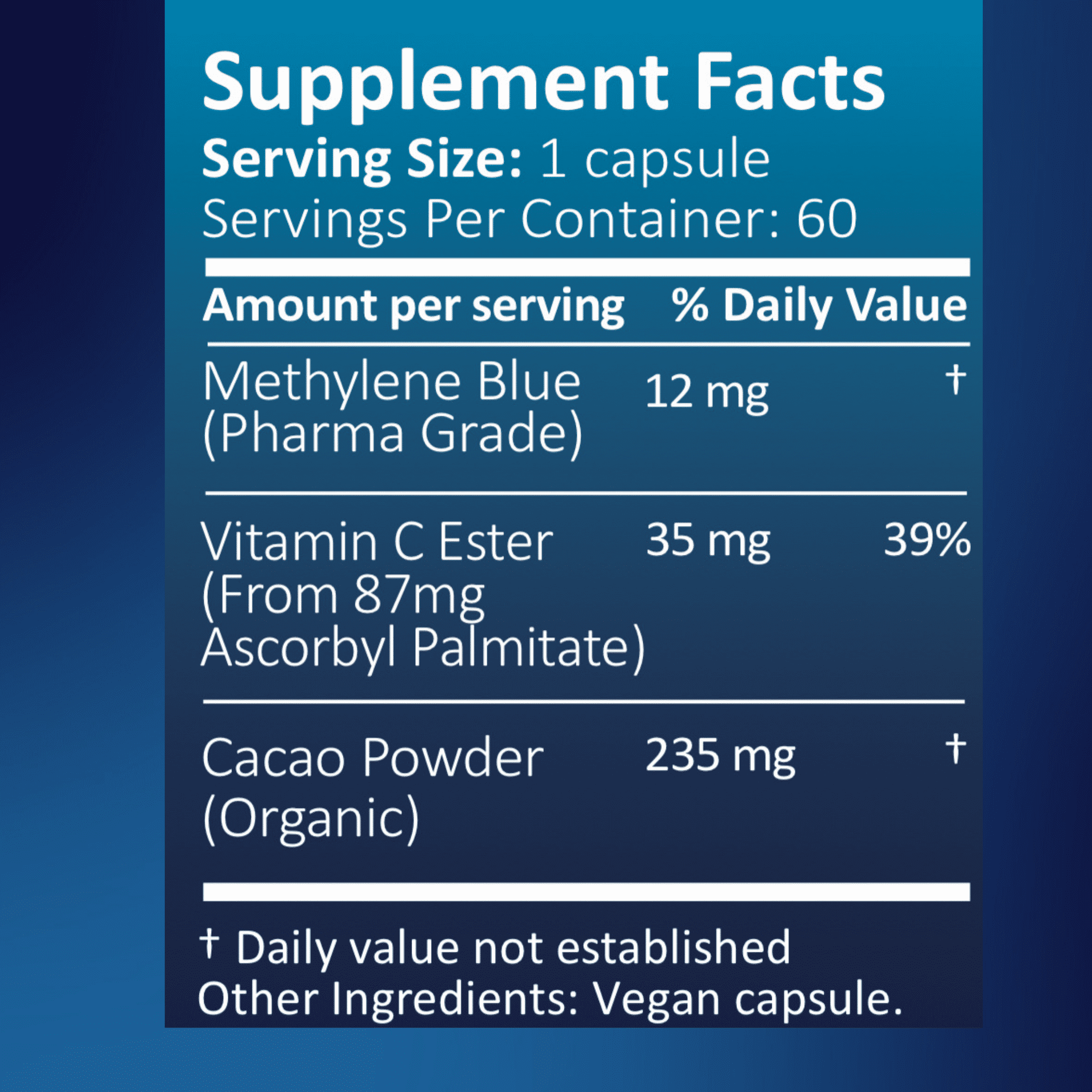 Nutricel Blue Boost - Methylene Blue with Vitamin C Ester and Organic Cacao