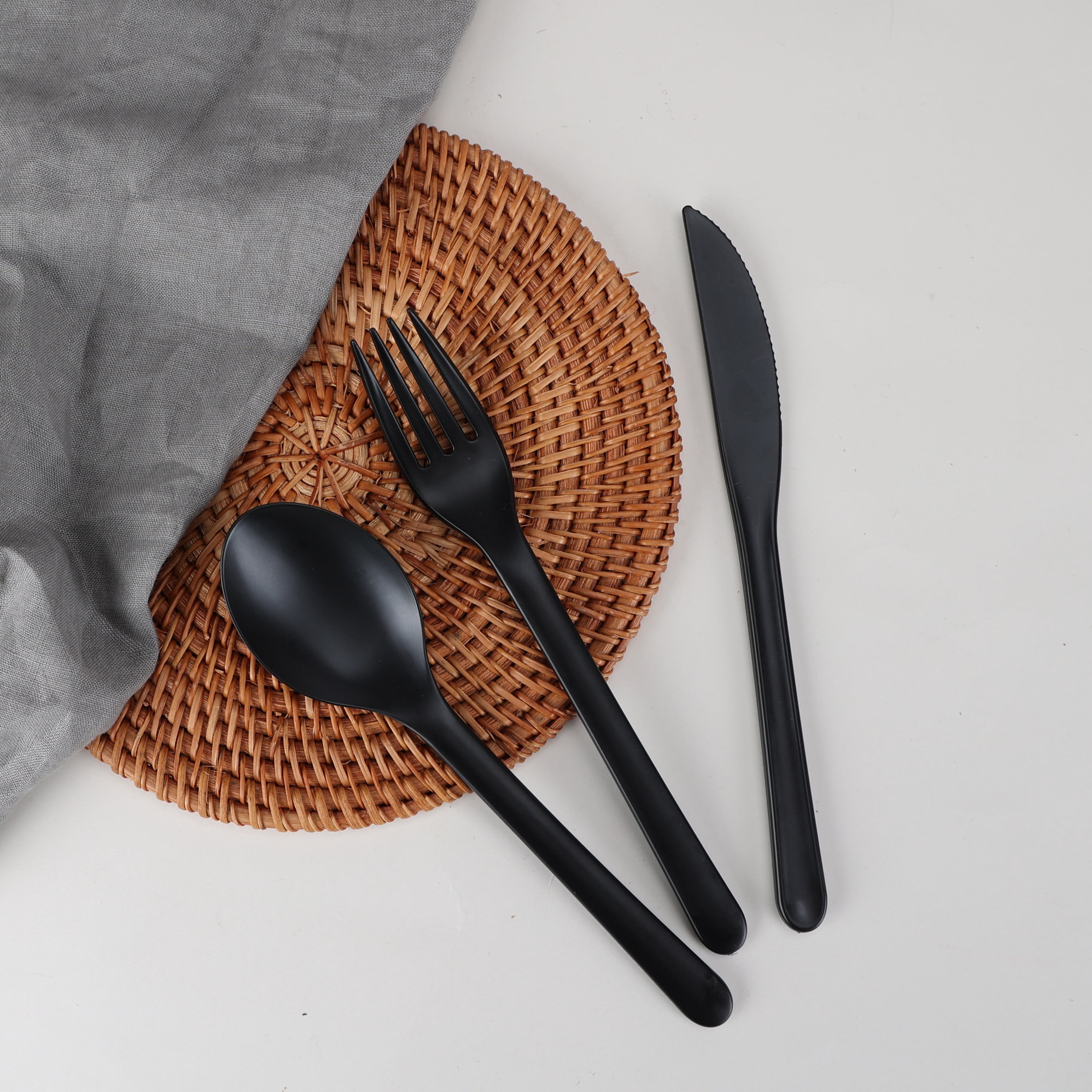 Mainstays - Black Eco-Friendly Recycled Plastic 3-Piece Flatware Set