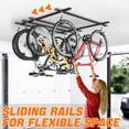 thumbnail image 3 of Ceiling Bike Rack for Garage, Ceiling-Mounted Bicycle Storage Hooks for 4 Bikes (Horizontal) or 8 Bikes (Vertical), Adjustable Overhead Bicycle Hooks for Mountain, Road, and Kids' Bike, 3 of 8