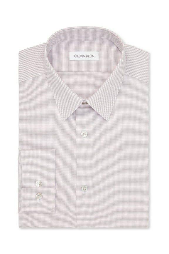$85 Calvin Klein Men's Long Sleeve Shirt, Pink Multi, L/16-16.5/34-35