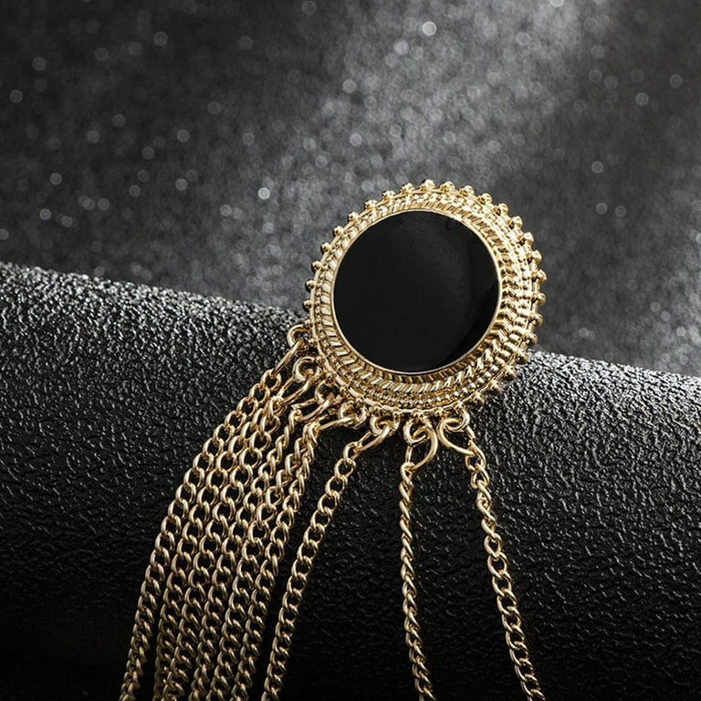 Vintage Metal Tassel Brooches for Women Men Suit Decoration Rhinestone  Large Crystal Brooch Pin Coat Accessories 