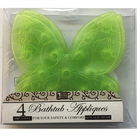 Bathtub Non Slip Appliques - Non Slip Bathtub Appliques with Suction Cups, Seashells, Butterflies, Flowers, Fish