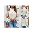 thumbnail image 4 of WIFORNT Women's Cold Shoulder Sweaters, Long Sleeve Solid Color Cross Halter Knit Pullovers, 4 of 7