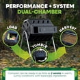 thumbnail image 3 of FCMP Outdoor 37 Gallon Elevated Dual Chamber Tumbling Garden Composter Bin, 3 of 9