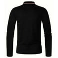 thumbnail image 3 of Homeyce Golf Polos for Men Long Sleeve Contrast Collared Polo Shirts Button Down Casual Lightweigt Fashion Work Polo Sweater Solid Color Golf Shirt,Black M, 3 of 4