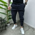 thumbnail image 2 of Men's Casual Pants Men's Solid Casual Pants Skinny Work Outdoor Trendy Long Fitness Navy S, 2 of 6