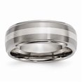 thumbnail image 1 of 8 mm Titanium Ridged Edge Sterling Silver Inlay Brushed & Polished Band, Size 8.5, 1 of 1