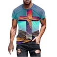 thumbnail image 2 of WXLWZYWL Plus Size Men' Jesus Cross 3D Printing T-Shirt Short SleeveRound Neck Funny Graphic Tees Tops Christian Religious Bible T-Shirts Blue XXXXXL, 2 of 5