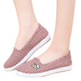 thumbnail image 4 of Willtoo Women Slip‑On Plaid Canvas Flats Cute Bee‑Embroidered Comfort Casual Walking Shoes Lightweight Non‑Slip Soft‑Sole Loafers, 4 of 5