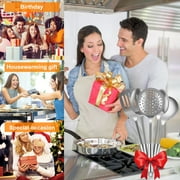 Xiyztok 10Pcs Stainless Steel Cooking Utensils Set, Dishwasher Safe Metal Kitchen Tools with Ergonomic Handle