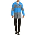 thumbnail image 2 of Lars Amadeus Houndstooth Overcoat for Men's Single Breasted Color Block Patchwork Long Coat, 2 of 5